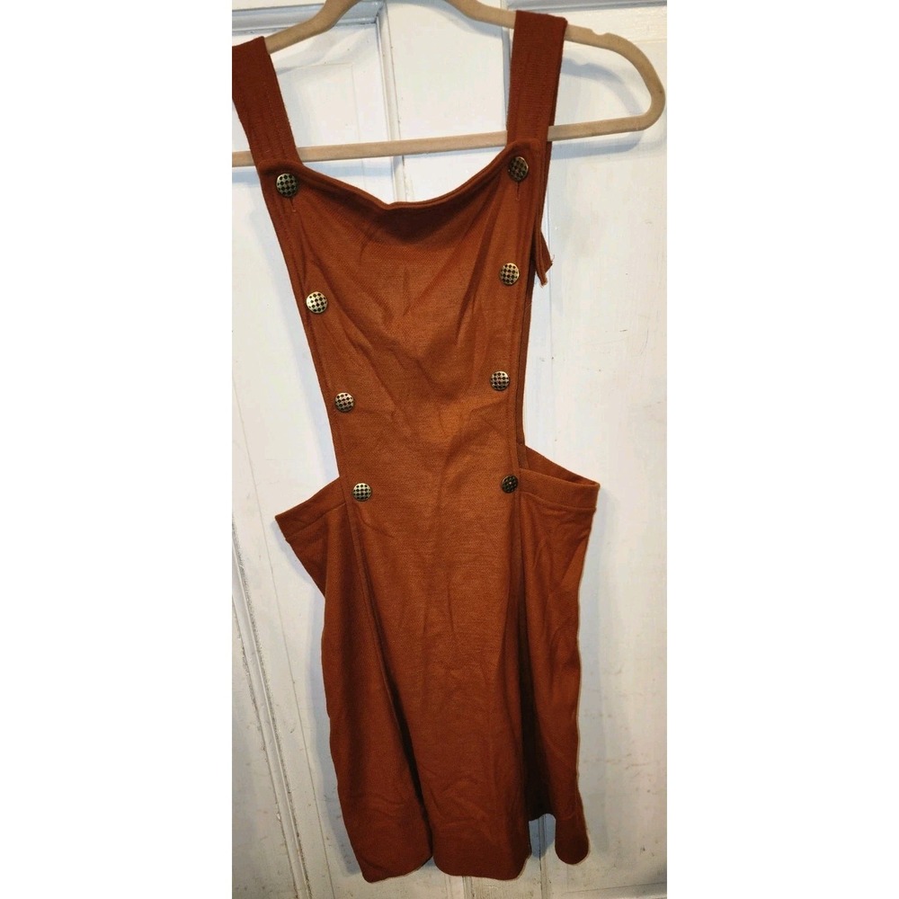 Mod Vintage 1960's Burndt Orange Rust Pinafore Dress Carol Brent Jumper Size 12